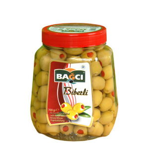 Bagci Yesil Zeytin Biberli Pet 700 g - Grüne Oliven, mit Paprika gefüllt, PET 700 g