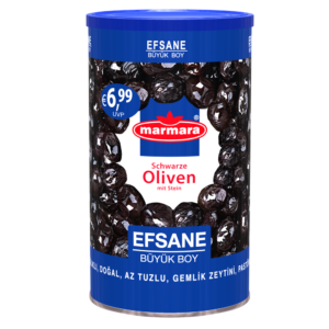 Marmara Efsane Gemlik Zeytin 800g - Schwarze Oliven, mit Stein 800g