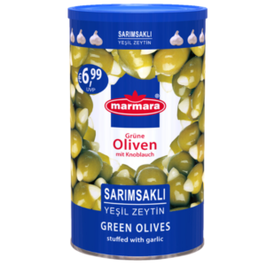 Marmara Sarimsakli Yesil Zeytin 800g - Grüne Oliven, mit Knoblauch 800g