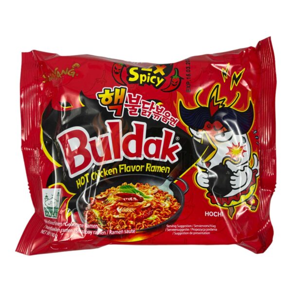 Samyang Buldak 2x Scharf Hot Chicken Ramen 140gInstant Nudelsuppe mit Huhn Geschmack