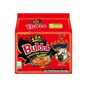 Samyang Buldak 2x Scharf Hot Chicken Ramen 5x140gInstant Nudelsuppe mit Huhn Geschmack