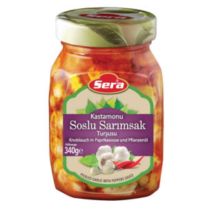 Sera Kastamonu Soslu Sarimsak Tursusu 340g - Knoblauch in Paprikasoße und Pflanzenöl 340gKnoblauch in Paprikasoße und Pflanzenöl